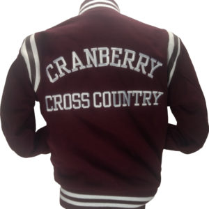 Cranberry Varsity Jacket w/ Shoulder Stripes